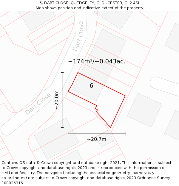 6, DART CLOSE, QUEDGELEY, GLOUCESTER, GL2 4SL: Plot and title map