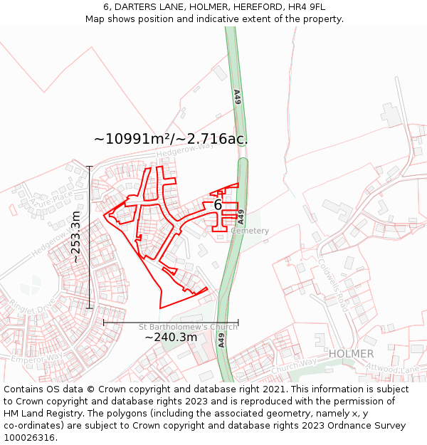 6, DARTERS LANE, HOLMER, HEREFORD, HR4 9FL: Plot and title map