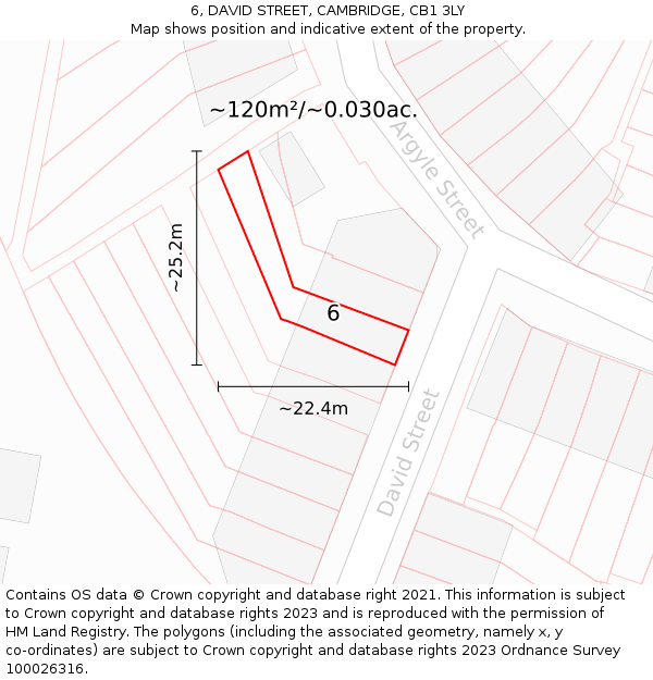 6, DAVID STREET, CAMBRIDGE, CB1 3LY: Plot and title map