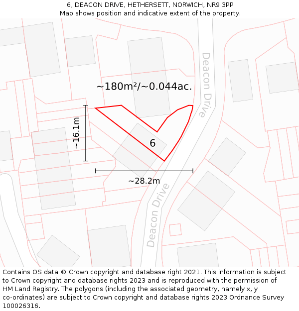 6, DEACON DRIVE, HETHERSETT, NORWICH, NR9 3PP: Plot and title map