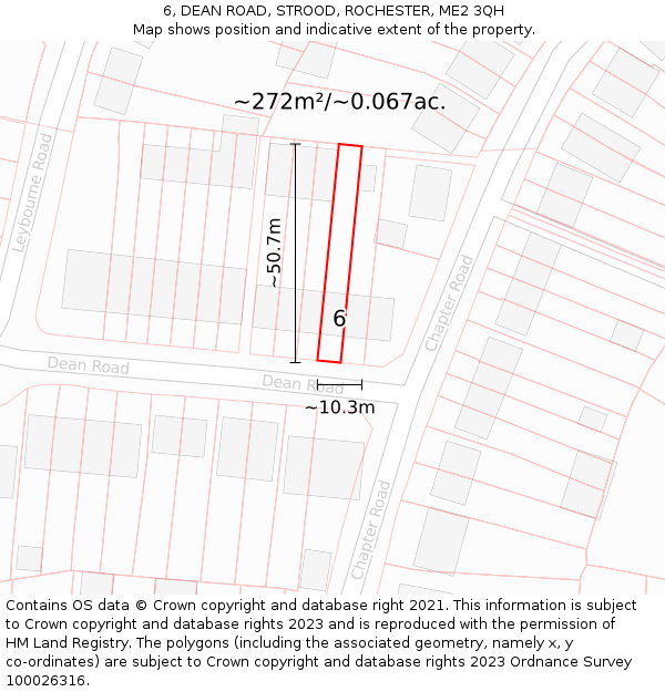 6, DEAN ROAD, STROOD, ROCHESTER, ME2 3QH: Plot and title map