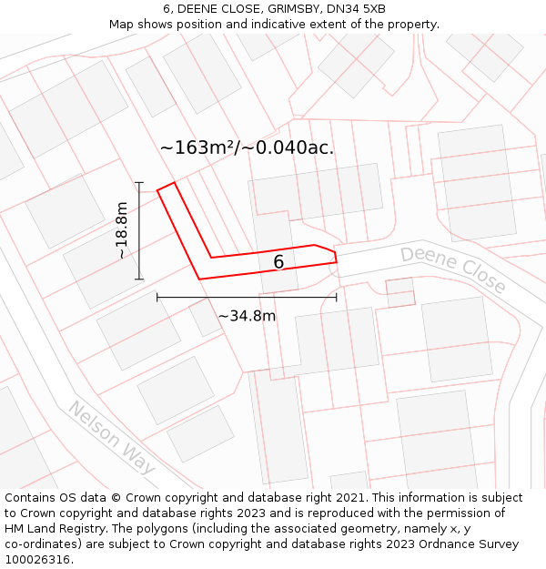 6, DEENE CLOSE, GRIMSBY, DN34 5XB: Plot and title map
