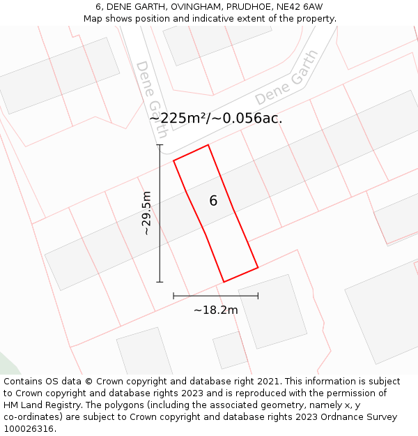 6, DENE GARTH, OVINGHAM, PRUDHOE, NE42 6AW: Plot and title map