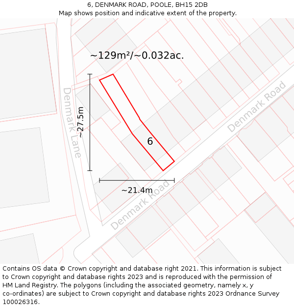 6, DENMARK ROAD, POOLE, BH15 2DB: Plot and title map