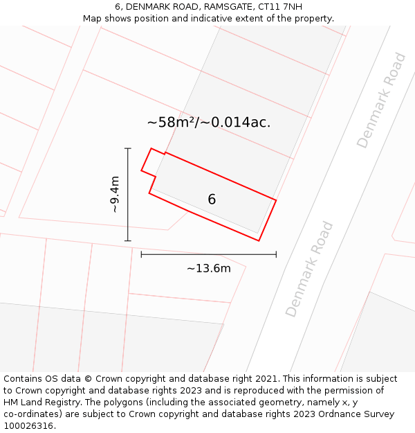 6, DENMARK ROAD, RAMSGATE, CT11 7NH: Plot and title map
