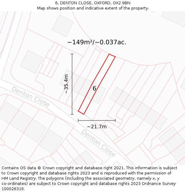 6, DENTON CLOSE, OXFORD, OX2 9BN: Plot and title map