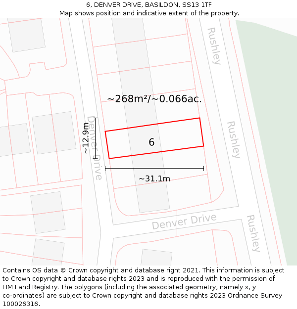 6, DENVER DRIVE, BASILDON, SS13 1TF: Plot and title map