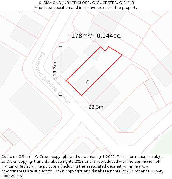 6, DIAMOND JUBILEE CLOSE, GLOUCESTER, GL1 4LR: Plot and title map