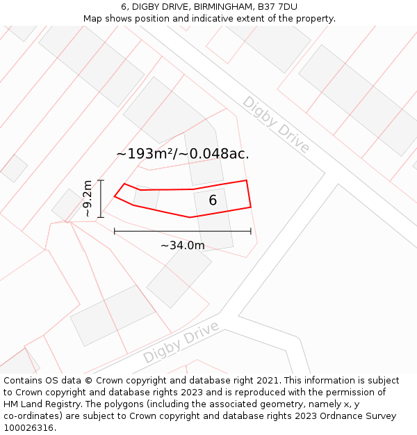 6, DIGBY DRIVE, BIRMINGHAM, B37 7DU: Plot and title map