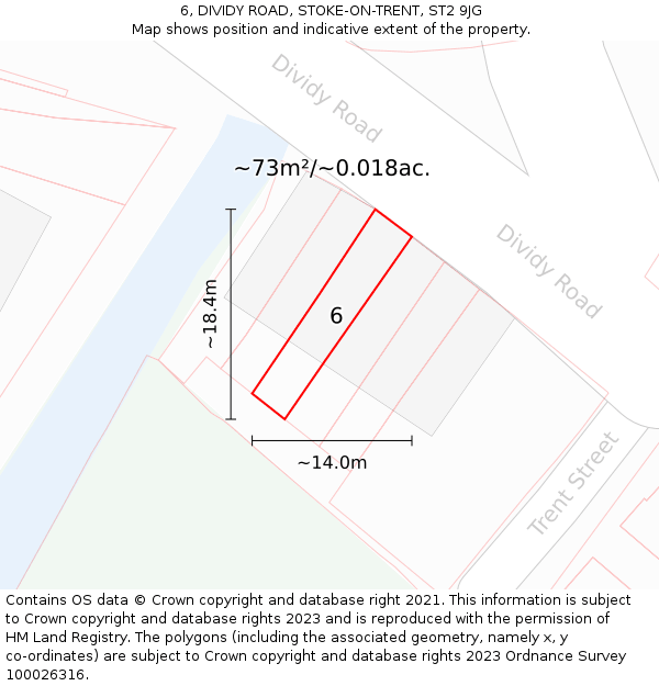 6, DIVIDY ROAD, STOKE-ON-TRENT, ST2 9JG: Plot and title map