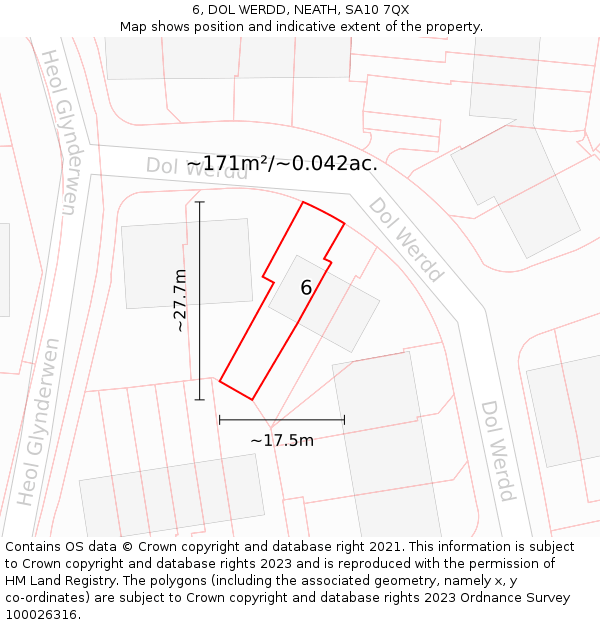 6, DOL WERDD, NEATH, SA10 7QX: Plot and title map