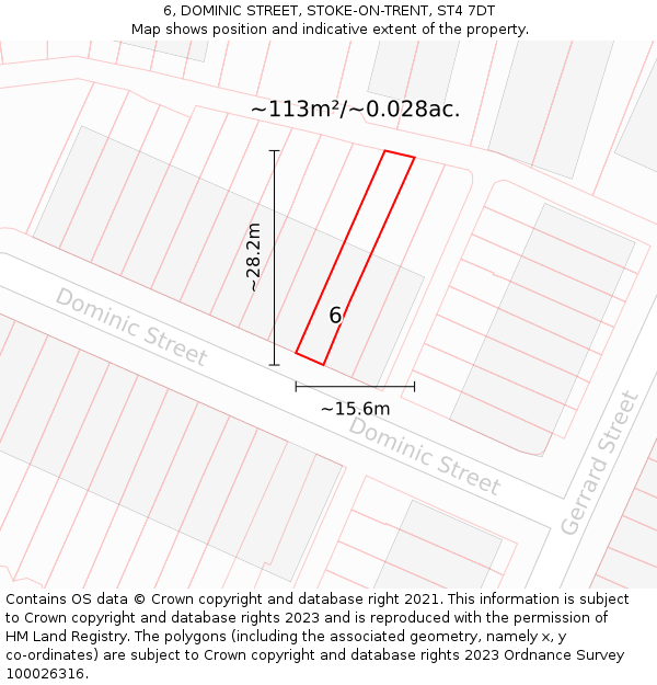 6, DOMINIC STREET, STOKE-ON-TRENT, ST4 7DT: Plot and title map
