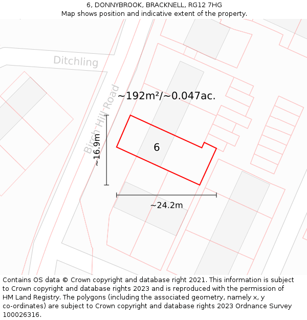 6, DONNYBROOK, BRACKNELL, RG12 7HG: Plot and title map