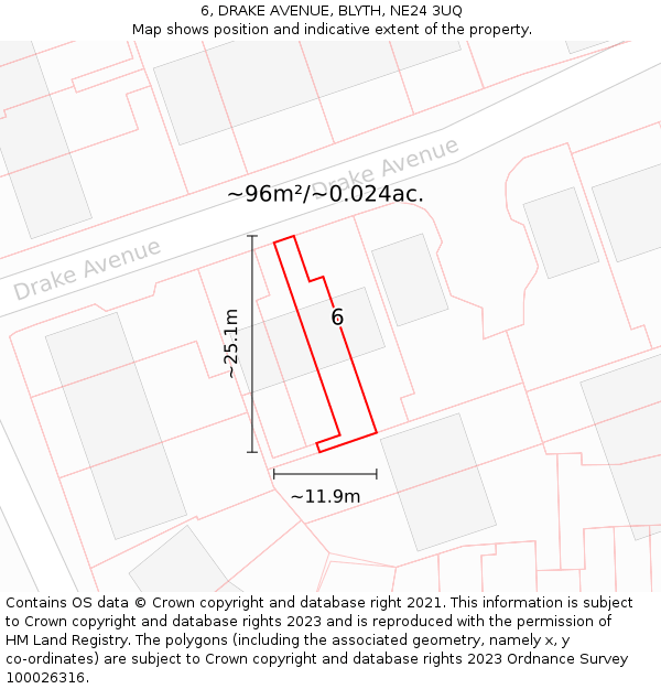 6, DRAKE AVENUE, BLYTH, NE24 3UQ: Plot and title map