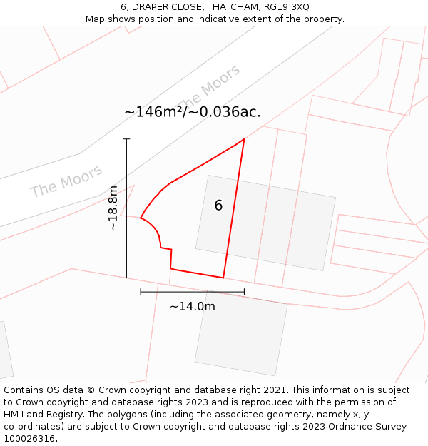 6, DRAPER CLOSE, THATCHAM, RG19 3XQ: Plot and title map