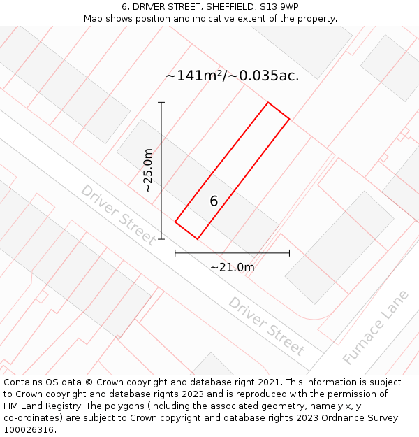 6, DRIVER STREET, SHEFFIELD, S13 9WP: Plot and title map