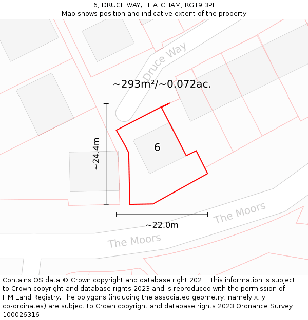 6, DRUCE WAY, THATCHAM, RG19 3PF: Plot and title map