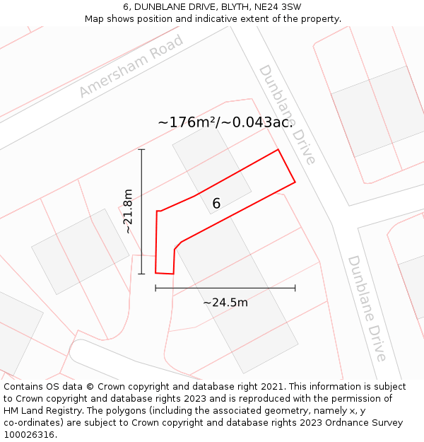6, DUNBLANE DRIVE, BLYTH, NE24 3SW: Plot and title map