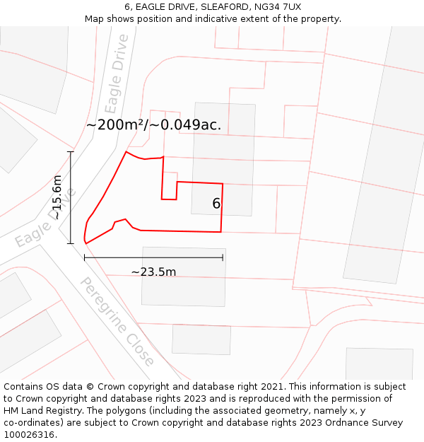 6, EAGLE DRIVE, SLEAFORD, NG34 7UX: Plot and title map