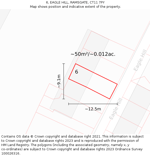 6, EAGLE HILL, RAMSGATE, CT11 7PY: Plot and title map
