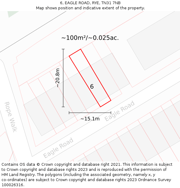 6, EAGLE ROAD, RYE, TN31 7NB: Plot and title map
