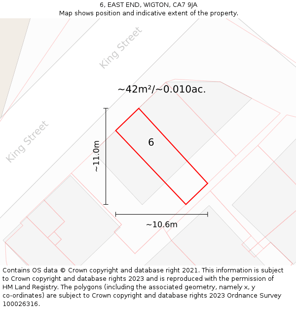 6, EAST END, WIGTON, CA7 9JA: Plot and title map