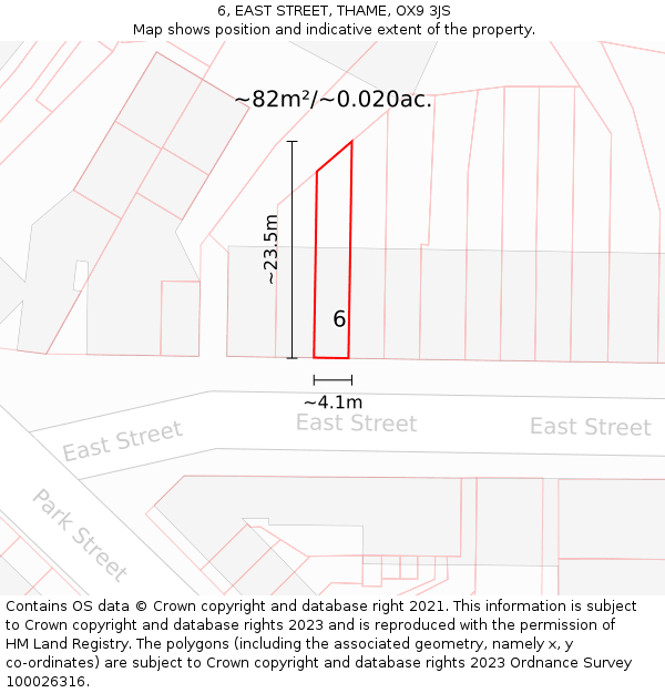 6, EAST STREET, THAME, OX9 3JS: Plot and title map