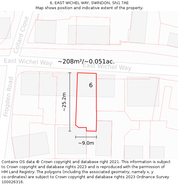 6, EAST WICHEL WAY, SWINDON, SN1 7AE: Plot and title map