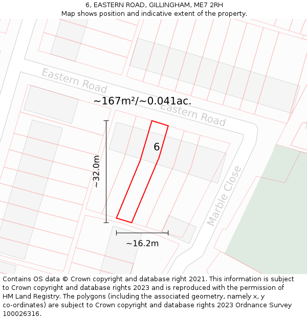 6, EASTERN ROAD, GILLINGHAM, ME7 2RH: Plot and title map