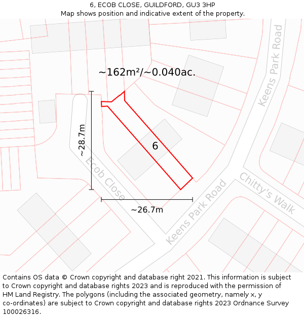 6, ECOB CLOSE, GUILDFORD, GU3 3HP: Plot and title map