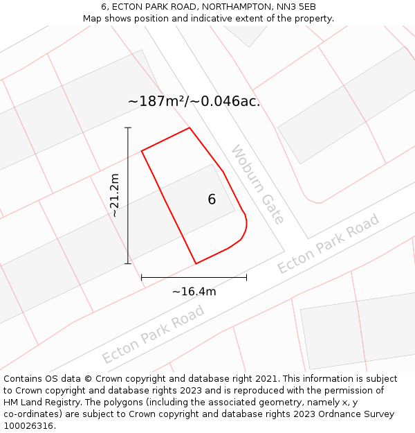 6, ECTON PARK ROAD, NORTHAMPTON, NN3 5EB: Plot and title map