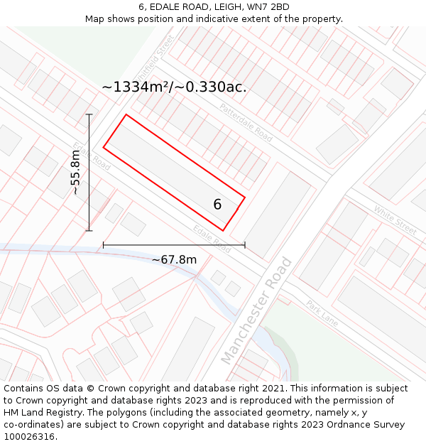6, EDALE ROAD, LEIGH, WN7 2BD: Plot and title map