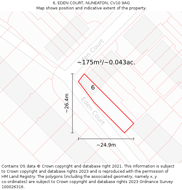 6, EDEN COURT, NUNEATON, CV10 9AG: Plot and title map