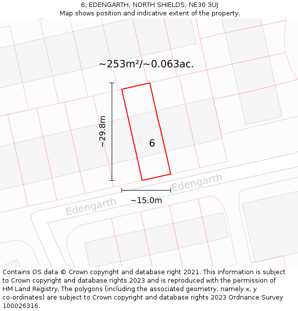 6, EDENGARTH, NORTH SHIELDS, NE30 3UJ: Plot and title map