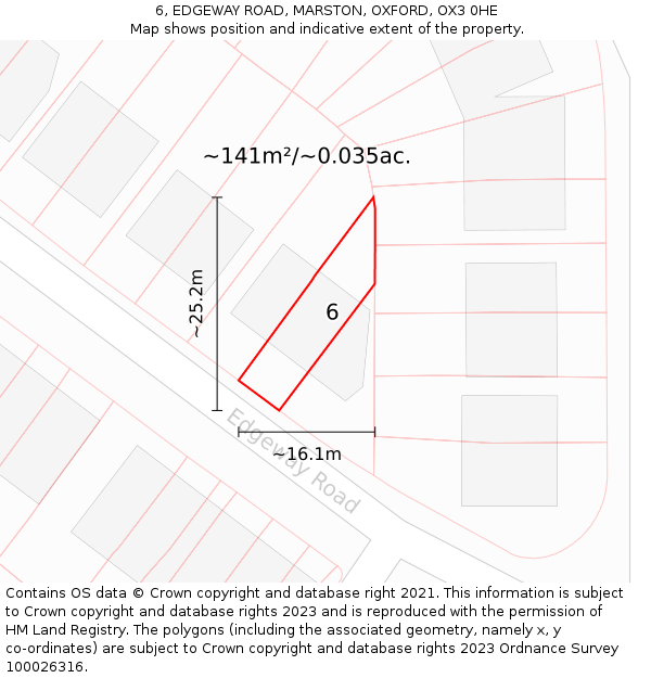 6, EDGEWAY ROAD, MARSTON, OXFORD, OX3 0HE: Plot and title map