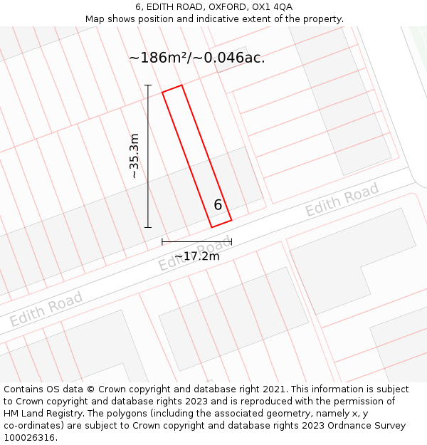6, EDITH ROAD, OXFORD, OX1 4QA: Plot and title map
