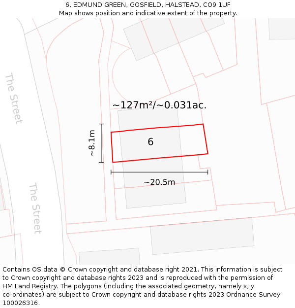 6, EDMUND GREEN, GOSFIELD, HALSTEAD, CO9 1UF: Plot and title map
