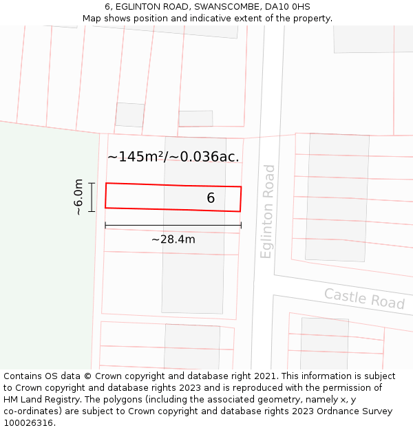 6, EGLINTON ROAD, SWANSCOMBE, DA10 0HS: Plot and title map