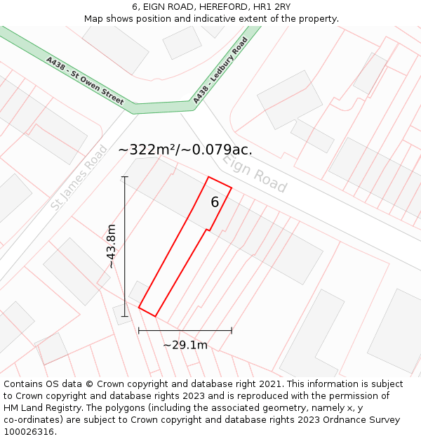 6, EIGN ROAD, HEREFORD, HR1 2RY: Plot and title map