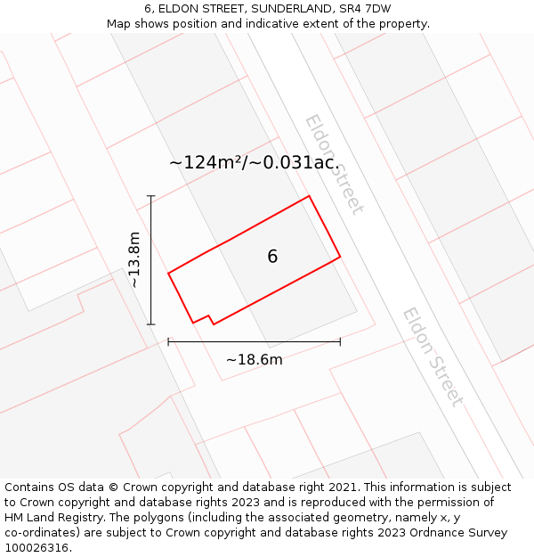 6, ELDON STREET, SUNDERLAND, SR4 7DW: Plot and title map