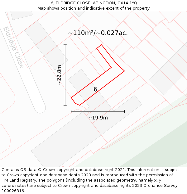 6, ELDRIDGE CLOSE, ABINGDON, OX14 1YQ: Plot and title map