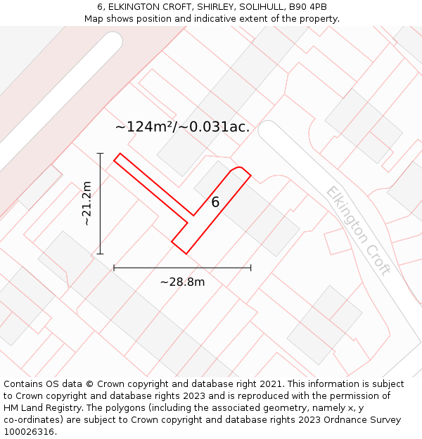 6, ELKINGTON CROFT, SHIRLEY, SOLIHULL, B90 4PB: Plot and title map