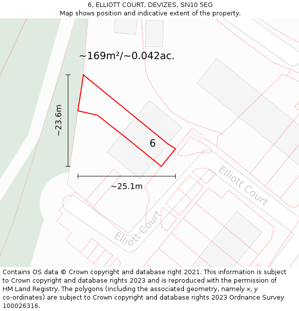 6, ELLIOTT COURT, DEVIZES, SN10 5EG: Plot and title map