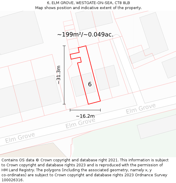 6, ELM GROVE, WESTGATE-ON-SEA, CT8 8LB: Plot and title map