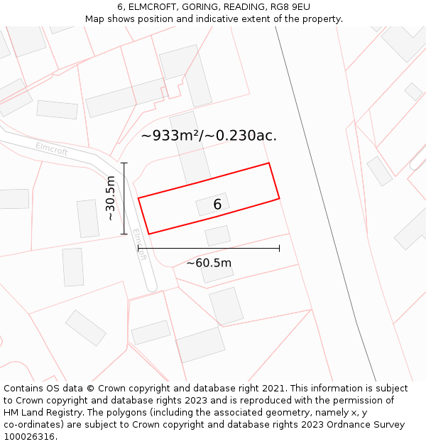 6, ELMCROFT, GORING, READING, RG8 9EU: Plot and title map