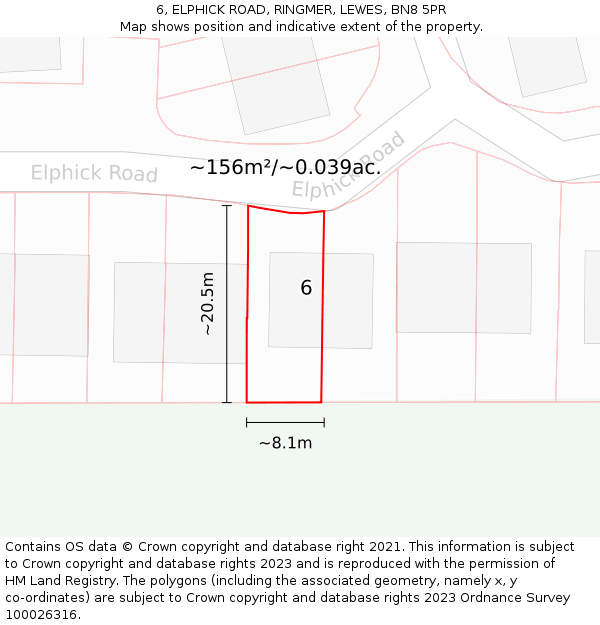 6, ELPHICK ROAD, RINGMER, LEWES, BN8 5PR: Plot and title map