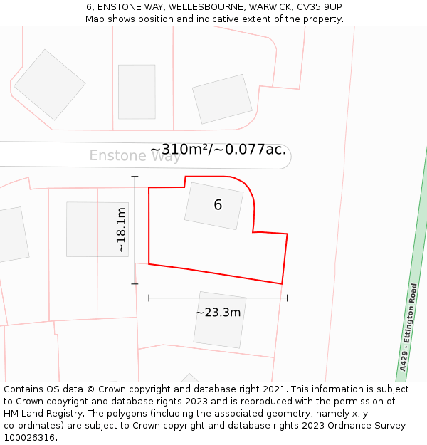 6, ENSTONE WAY, WELLESBOURNE, WARWICK, CV35 9UP: Plot and title map