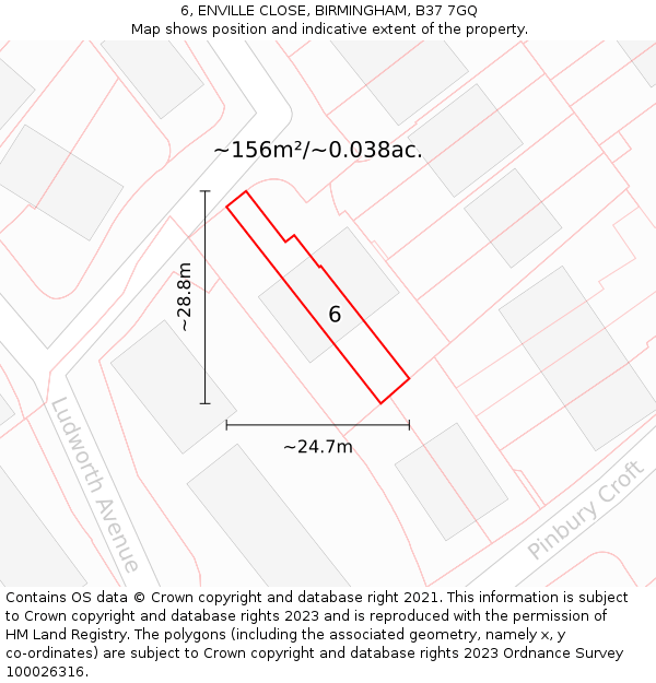 6, ENVILLE CLOSE, BIRMINGHAM, B37 7GQ: Plot and title map