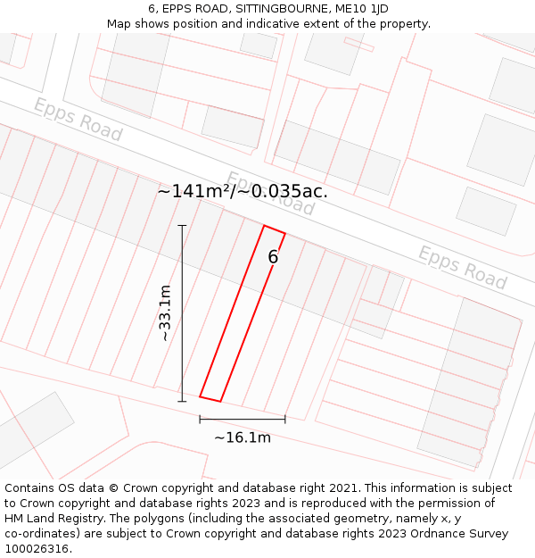 6, EPPS ROAD, SITTINGBOURNE, ME10 1JD: Plot and title map