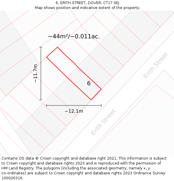 6, ERITH STREET, DOVER, CT17 0EJ: Plot and title map